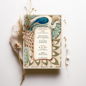 Elegante Jugendstil-Pfauenhochzeit Einladung