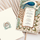 Elegante Jugendstil-Pfauenhochzeit Einladung
