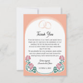 Elegante Jugendstil-Pfirsichfarbenhochzeit Dankeskarte (Vorderseite)
