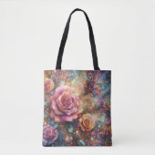 Elegante Jugendstil Rosa Rosengarten Tasche (Vorderseite)