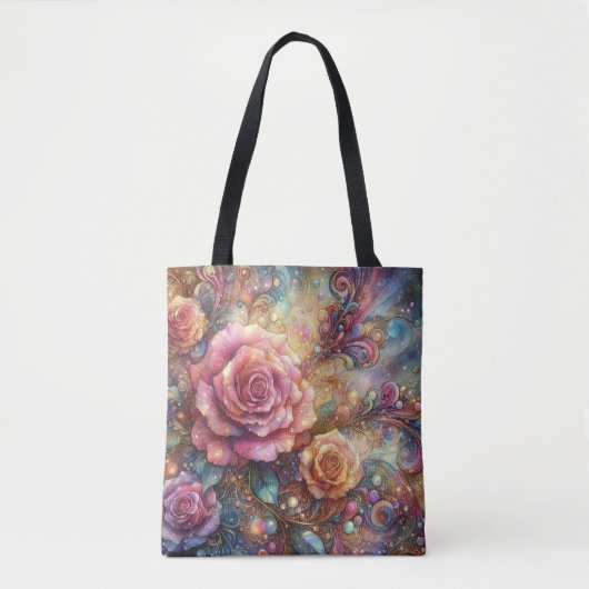 Elegante Jugendstil Rosa Rosengarten Tasche (Vorderseite)