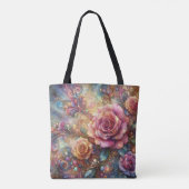 Elegante Jugendstil Rosa Rosengarten Tasche (Rückseite)