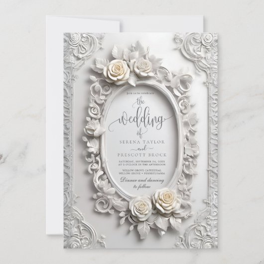 Elegante Jugendstil-Rose Einladung (Vorderseite)