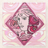 Elegante Jugendstil-Rose Glasuntersetzer (Vorderseite)