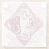 Elegante Jugendstil-Rose Glasuntersetzer (Rückseite)
