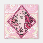 Elegante Jugendstil-Rose Magnet (Vorne)
