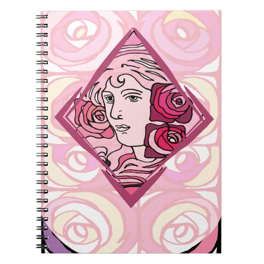 Elegante Jugendstil-Rose Notizblock (Vorderseite)
