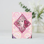 Elegante Jugendstil-Rose Postkarte (Stehend Vorderseite)