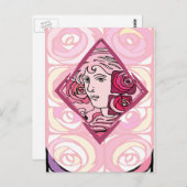 Elegante Jugendstil-Rose Postkarte (Vorne/Hinten)