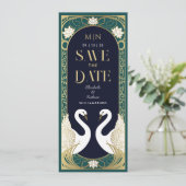 Elegante Jugendstil-Schwäne Save the Date Einladung (Stehend Vorderseite)