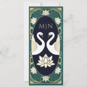 Elegante Jugendstil-Schwäne Save the Date Einladung (Rückseite)