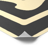 Elegante Jugendstil Schwarz Beige Blume Poster (Ecke)