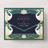 Elegante Jugendstil Swans Wedding All In One Einladung (Rückseite)