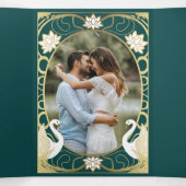 Elegante Jugendstil Swans Wedding Dreifach Gefaltete Einladung (Innenseite Mitte)