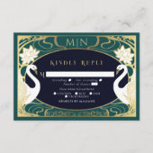 Elegante Jugendstil-Swans Wedding RSVP Begleitkarte (Vorderseite)