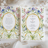 Elegante Jugendstil-Wildblume Goldrahmen Hochzeit Einladung