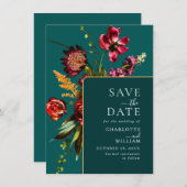 Elegante Jugendstilgarten Blume Hochzeit Save The Date (Vorne/Hinten)