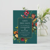 Elegante Jugendstilgarten Blume Hochzeit Save The Date (Stehend Vorderseite)