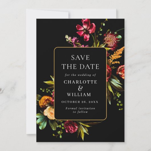 Elegante Jugendstilgarten Blume Hochzeit Save The Date (Vorderseite)