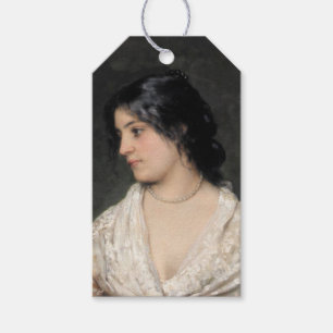 Elegante junge Lady mit Perlmuttleder Geschenkanhänger