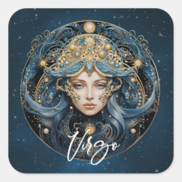 Elegante Jungfrau Fantasy Zodiac Black Gold Virgo Quadratischer Aufkleber