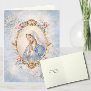 Elegante Jungfrau Maria religiöse katholische Blum Feiertagskarte