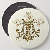 Elegante Jungfrau Mary Gold Marian Cross Lilies Ca Button (Vorne & Hinten)