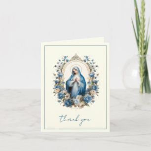 Elegante Jungfrau Mary Religious Katholic Floral Feiertagskarte