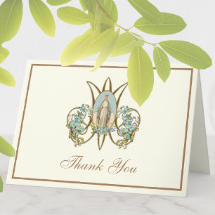 Elegante Jungfrau Mary Religious Katholic Floral Feiertagskarte