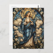 Elegante Jungfrau Mary Stainted Glass Art Postkarte (Vorne/Hinten)