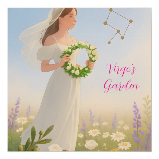 Elegante Jungfrau-Sterne-Zeichen Astrologie Glossy Poster (Vorderseite)