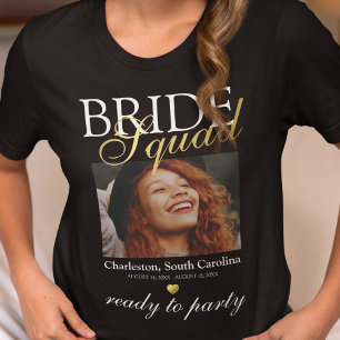 Elegante Junggesellinnen-Abschiedsfoto Braut-Squad T-Shirt
