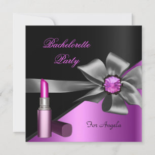 Elegante Junggesellinnenparty Rosa schwarzer Lippe Einladung