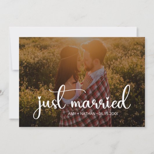 Elegante Just heiratete Foto Hochzeit Ankündigung (Vorderseite)