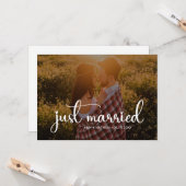 Elegante Just heiratete Foto Hochzeit Ankündigung (Vorderseite/Rückseite Beispiel)
