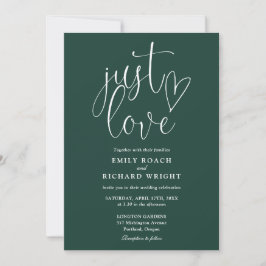 Elegante Just Liebe Script Emerald Green Wedding Einladung