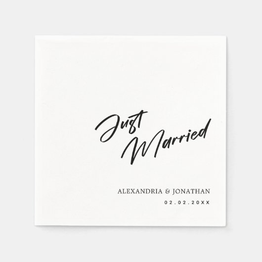 Elegante Just Married Custom Wedding Napkins Serviette (Vorderseite)