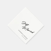Elegante Just Married Custom Wedding Napkins Serviette (Ecke)