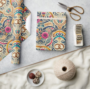 Elegante juwelfarbene Hochzeit mit ineinander vers Geschenkpapier