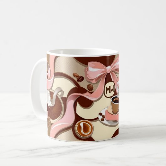 Elegante Kaffeebänder, Bowles, Monogramm Kaffeetasse (Vorderseite Links)
