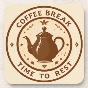 Elegante Kaffeepause Teapot Illustration Getränkeuntersetzer