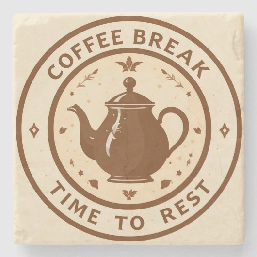 Elegante Kaffeepause Teapot Illustration Steinuntersetzer (Vorderseite)