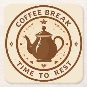 Elegante Kaffeepause Teekanne Illustration Rechteckiger Pappuntersetzer