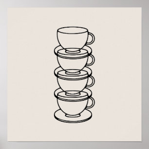 Elegante Kaffeetassen-Wandkunst Poster