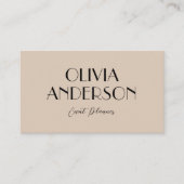 Elegante Kakao Creme Minimalistisch Boho Chic Mode Visitenkarte (Vorderseite)