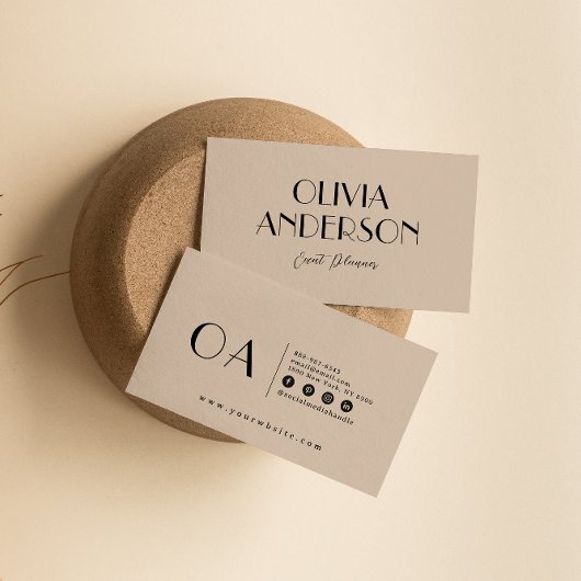 Elegante Kakao Creme Minimalistisch Boho Chic Mode Visitenkarte