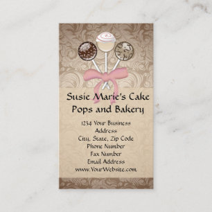 Elegante Kakaoseidenmuster-Cake-Pop-Geschäftskarte Visitenkarte