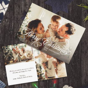 Elegante Kalligrafie 3-Foto Frohe Weihnachten