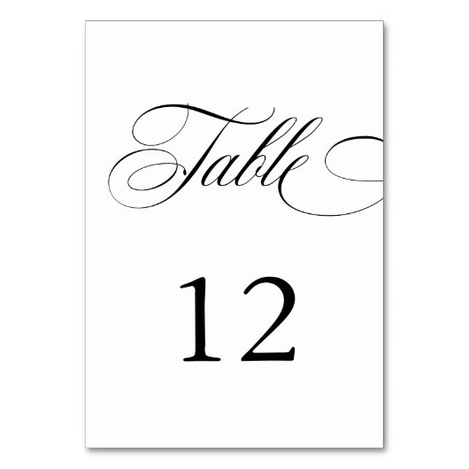 Elegante Kalligrafie American Style Handwriting Tischnummer (Vorderseite)