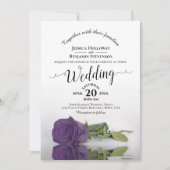 Elegante Kalligrafie Amethyst Rose QR Code Hochzei Einladung (Vorderseite)